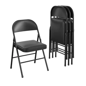 Виниловый складной стул Mainstays (4 упаковки), черные походные стулья, уличный стул, складной стул