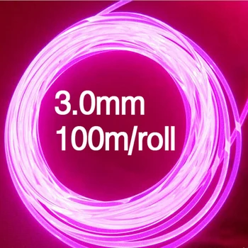 Боковой светящийся пластиковый волоконно-оптический кабель 100 м/рулон, 3,0 мм, светодиодные фонари, кабель для декоративного освещения автомобиля, оптоволоконный провод