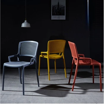 Простой современный пластиковый утолщенный стул со спинкой, обеденный стул для домашнего отдыха, скандинавские стулья, стулья для переговоров в кофейне, ленивые стулья