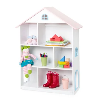 Wildkin Детский деревянный кукольный домик, книжный шкаф для девочек, 42x12x33 дюйма (белый), детская книжная полка, стеллаж для хранения детских книг