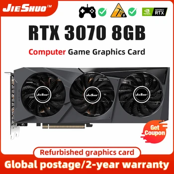 JIESHUO RTX 3070 8GB Видеокарта NVIDIA GPU GDDR6 14000MHz 256bit 8GB PCI Express 4.0 16X RTX3070 8G Настольные видеокарты
