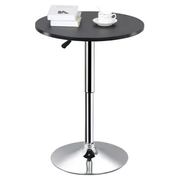 Yaheetech Регулируемый круглый поворотный барный стол для кафе-бистро с черной столешницей многофункциональный мебельный обеденный стол
