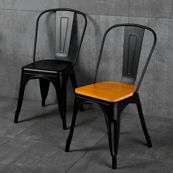T-44 Промышленный ветряной стул Железное искусство Ресторан бар одиночный стул стул для отдыха коммерческий ретро черный обеденный стул табурет