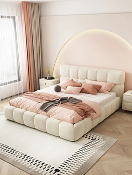 Интернет-знаменитость в итальянском стиле, кровать с пузырьками, простая тканевая кровать, новая легкая роскошная свадебная кровать с мягкой сумкой из цельного дерева