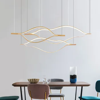 Минималистичная светодиодная люстра в Скандинавском стиле современного искусства, Подвесной светильник для ресторана, гостиной, бара, Креативная Волнообразная лента для домашнего декора