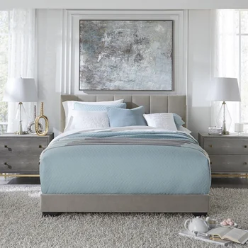 Двуспальная кровать с мягкой обивкой Reece Channel, платиново-серая, от Hillsdale Living Essentials, каркас для двуспальной кровати, мебель для спальни