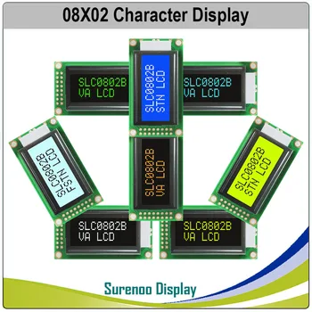 58 * 32 мм 8 * 2 0802 8X2 Символьный ЖК-модульный экран LCM с желто-зеленой подсветкой или синим цветом