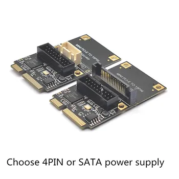 Мини PCIE к 19Pin USB3.0 Riser Board Плата расширения 2 порта USB 3,0 USB3.2 GEN1 5 Гбит/с Адаптер Контроллер 4Pin/SATA Power NEC Чип