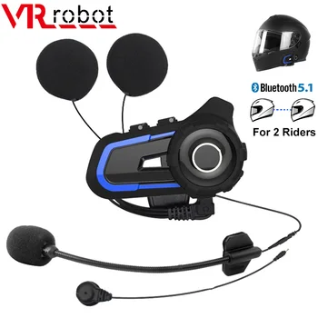 VR робот Bluetooth 5.1 Мотоциклетный домофон Беспроводной шлем Гарнитура FM-радио CVC шумоподавление Мотоцикл Переговорное устройство