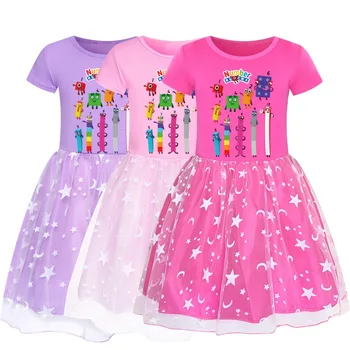 Летнее платье с короткими рукавами для маленьких девочек, Детское милое кружевное платье принцессы для маленьких девочек, Элегантные платья для Вечеринки в честь Дня рождения