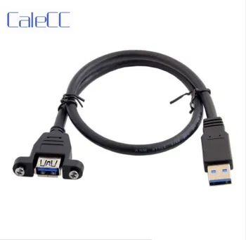 Удлинительный кабель USB 3.0 от мужчины к женщине с винтом для крепления на панели 50 см 80 см Черный