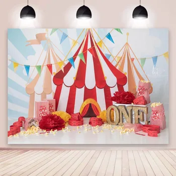 Тематический фон для фотосъемки в цирковой тематике, Карнавальный шатер с большим верхом, Детский душ, Детский 1-й день рождения, фото-фон, баннер для торта, стол