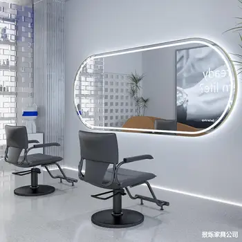 Парикмахерское мебельное зеркало большое зеркало парикмахерской специальное простое с лампой led одностороннее зеркало зеркало красоты парикмахерская mirr