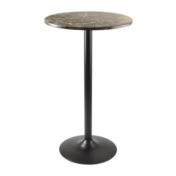 Круглый стол для паба из дерева Кора, столешница из искусственного мрамора, черное основание mesas para bar