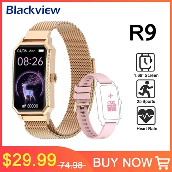 Женские смарт-часы Blackview с полным касанием, монитор артериального давления, пульсометр, здоровье, фитнес, спортивный браслет-трекер, бесплатная доставка