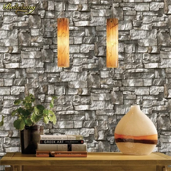 рулон обоев beibehang 3d в китайском стиле, настенная роспись в столовой, дизайн из камня и кирпича, фоновые виниловые обои для гостиной