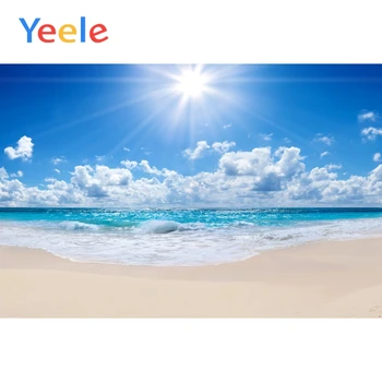 Yeele Солнечный Свет Морское побережье Голубое небо Белые Облака Летние Портретные Фоны Фотография Детский Фотографический фон для Фотостудии