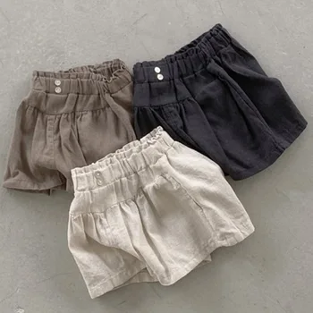 летняя одежда для девочек, новые детские брюки в иностранном стиле, удобные милые маленькие широкие брюки с высокой талией, повседневные шорты