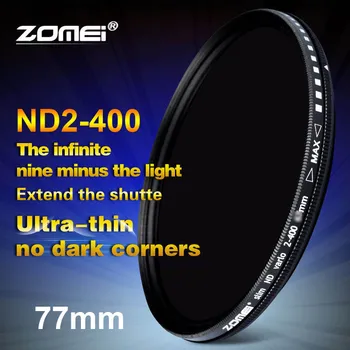 Zomei 77 мм Фейдер С Регулируемым ND Фильтром От ND2 до ND400 Нейтральной Плотности ND2-400 для Объектива камеры Canon NIkon Hoya Sony 77 мм