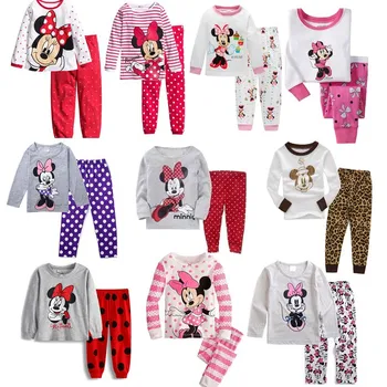 2022 пижамный комплект для мальчиков и девочек Frozen с Микки и Минни, домашняя одежда с длинными рукавами, брюки-двойка от 2 до 7 лет, бесплатная доставка