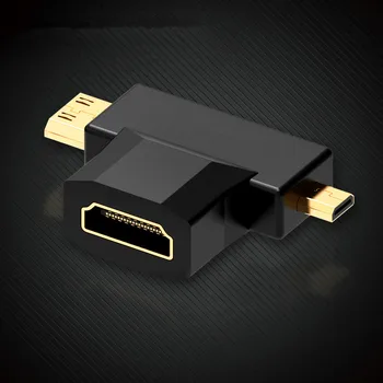 Адаптер Mini HDMI/Micro HDMI-HDMI Конвертер 2 в 1 3D 1080P для мужчин и женщин для ТВ-монитора, проектора, камеры