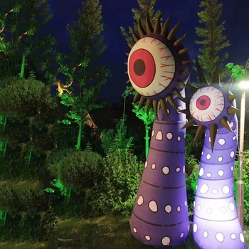 Гигантский надувной глаз, выдуваемый воздухом, цветок для глазного яблока, светодиодный светильник, Инопланетное существо на Хэллоуин, Стоящий монстр для декора сцены ночного клуба