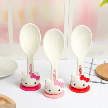 Ковш для рисоварки Kawaii Sanrio Аниме Hello Kitty Антипригарная Рисовая Ложка Бытовая Кухонная Пластиковая Рисовая Лопатка Базовый набор Оптом