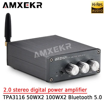 AMXEKR Уровень Лихорадки 2,0 Стерео Цифровой Усилитель TPA3116 50WX2 100WX2 Bluetooth 5,0 Домашний Усилитель Мощности