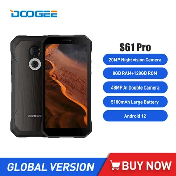 DOOGEE S61 Pro Прочные Смартфоны С несколькими Задними Чехлами 6,0-дюймовый HD Мобильный телефон Восьмиядерный 8 ГБ + 128 ГБ 20-Мегапиксельная Камера 5180 мАч NFC