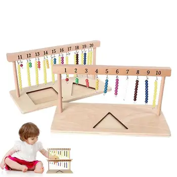 Деревянная стойка для бусин с номерами 1-20, вешалка и лестница из цветных бусин, простая в использовании игрушка для обучения математике из цветных бусин для детей