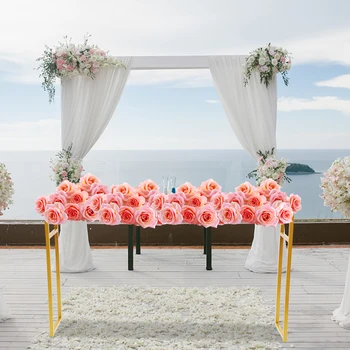 70.86*41.33*11.81 дюймовая золотая Свадебная подставка для цветов, центральное украшение свадебного стола для украшения вечеринки