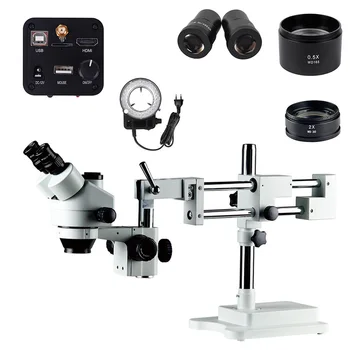 Мобильный Ремонт Тринокулярный Стереомикроскоп Высокого разрешения 3.5X-180X Для защиты глаз, инспекционный зум-микроскоп