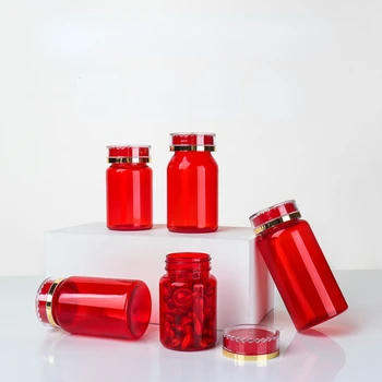 Красная Безопасная Маленькая Капсула Для Лекарств, Пустая Бутылка Для Жидкости, Напечатанные Наклеенные Пластиковые Флаконы Для медицинского Обслуживания, Контейнер Для Сыпучих Порошков 10ШТ