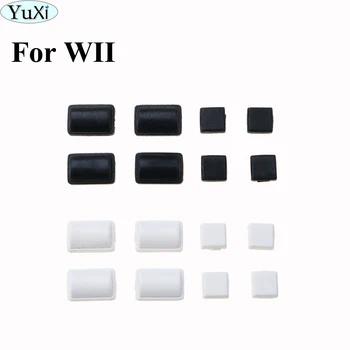 YuXi 8 В 1 Белый Черный Силиконовый Винт Резиновые Ножки Комплект Чехлов для Корпуса Nintend WII Нескользящие Ножки Накладки Нижняя Крышка Консоли