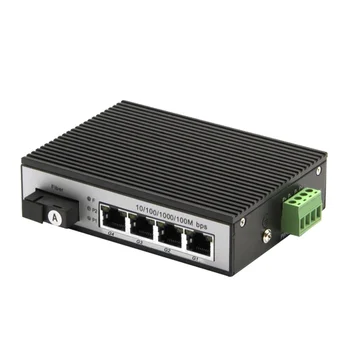 Оптоволоконный коммутатор Ethernet POE FTTH DIN Rail Gigabit 1 Fiber + 4 порта RJ45