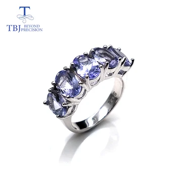 Кольцо с танзанитом, натуральный драгоценный камень овальной формы 5*7 мм из стерлингового серебра 925 пробы, простой дизайн, блестящие ювелирные изделия из драгоценных камней для жены, повседневная одежда