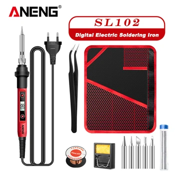 ANENG SL102 60W Цифровой электрический паяльник, набор сварочных инструментов с регулируемой температурой, подставка для паяльника solda