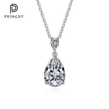 PRINGXY Серебро 925 Пробы, Каплевидное Ожерелье с Высокоуглеродистым Бриллиантом, Высококачественное Легкое Роскошное Ожерелье с Супер Вспышкой, Грушевидный Кулон для Девочки