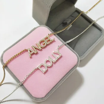 9 мм Буквы Ожерелья с пользовательским именем Бриллиантовые Ожерелья С буквами, цифрами, персонализированное Хрустальное ожерелье Подвеска для женщин