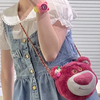 Kawaii Lotso Плюшевая сумка через плечо с рисунком медведя-Пуха в стиле аниме, мягкая кукла, милая сумка на цепочке, кошелек для монет, игрушка в подарок