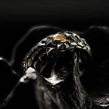 Винтажное мужское кольцо из черной чешуи дракона с покрытием из нержавеющей стали, ретро-панк-украшения для Бойфренда, аксессуары для подарков ручной работы на заказ