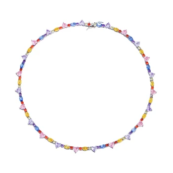 ThreeGraces Изысканное Многоцветное ожерелье из кубического циркония с геометрической цепочкой в виде сердца для женщин, модные украшения для летних вечеринок PN156