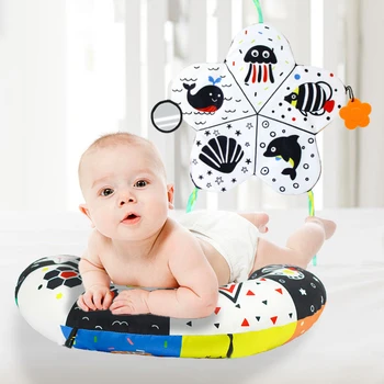 Детская подушка, игрушка для животика, черно-белая подушка для лежания, высококонтрастная двусторонняя сенсорная игрушка, подушка для тренировки головы новорожденного
