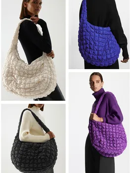 Пуховая сумка-облако для женщин, сумки для пельменей большой емкости, женские индивидуальные плиссированные сумки-мессенджеры с пузырьками от морщин