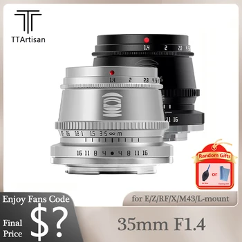 Макро-объектив TTArtisan 35mm F1.4 APS-C MF с большой диафрагмой для Беззеркальной камеры, Совместимый с Canon M5 Sony A6000 Nikon Z50