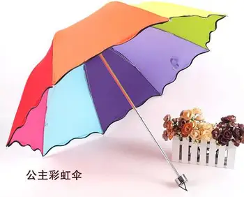 10 шт./лот, новое поступление! три складных зонта, радужный арочный зонт Apollo princess, дождливый солнечный складной зонт