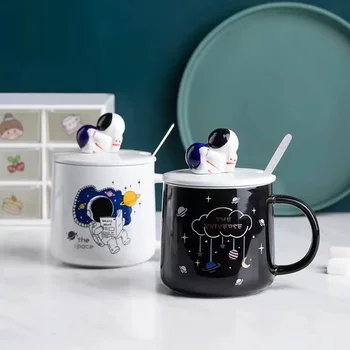 3D Керамические Кружки, Чашка для чая и кофе с ручкой, Креативная Новинка, Стакан для питья с крышкой, ложка, Рождественские подарки на День рождения