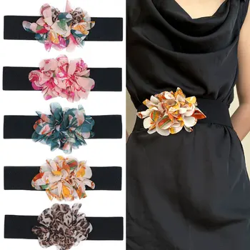 2023 Новый женский пояс с цветами из эластичной ткани ручной работы с платьем