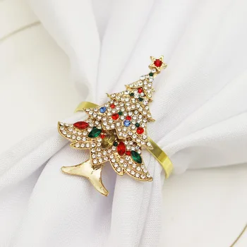 12 шт., новая рождественская елка для отеля, кнопка для салфеток с бриллиантами, кольцо для салфеток, кольцо для ткани