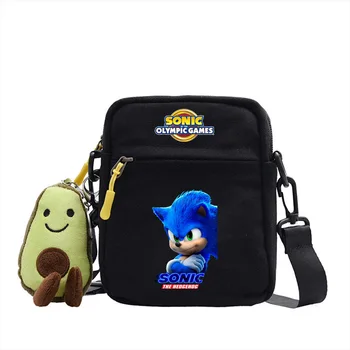 Парусиновая сумка Sonic, кукла с плюшевой игрушкой, Милая студенческая квадратная сумка с мультяшным принтом, Летняя Повседневная простая сумка-мессенджер